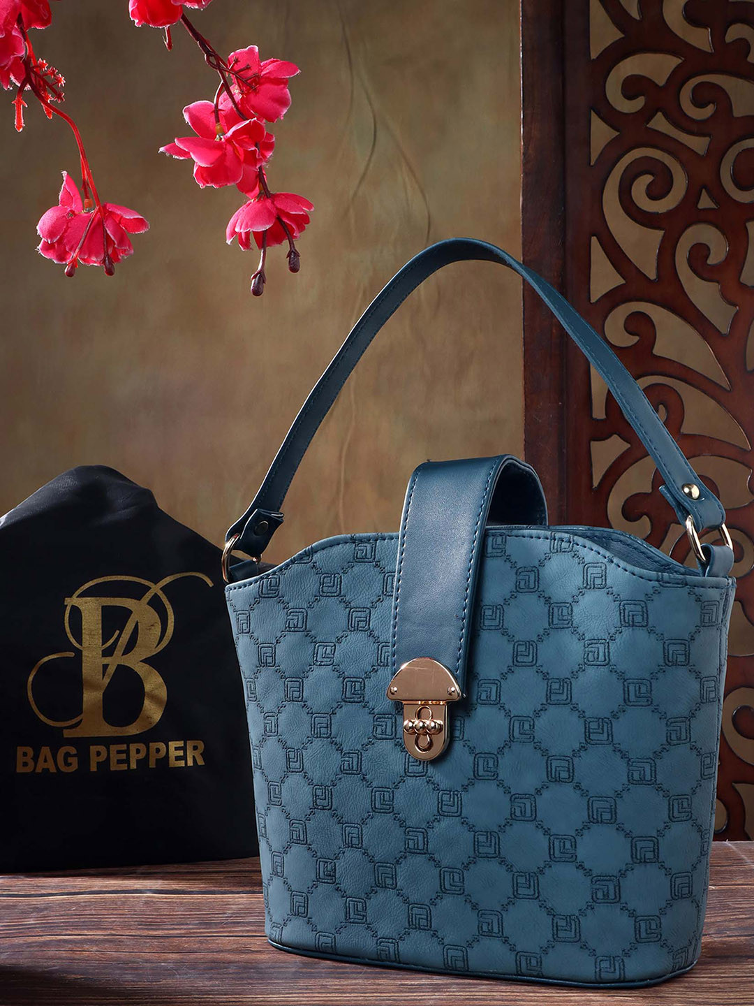

Bag Pepper Geometric Printed Bucket Handheld Bag, Blue