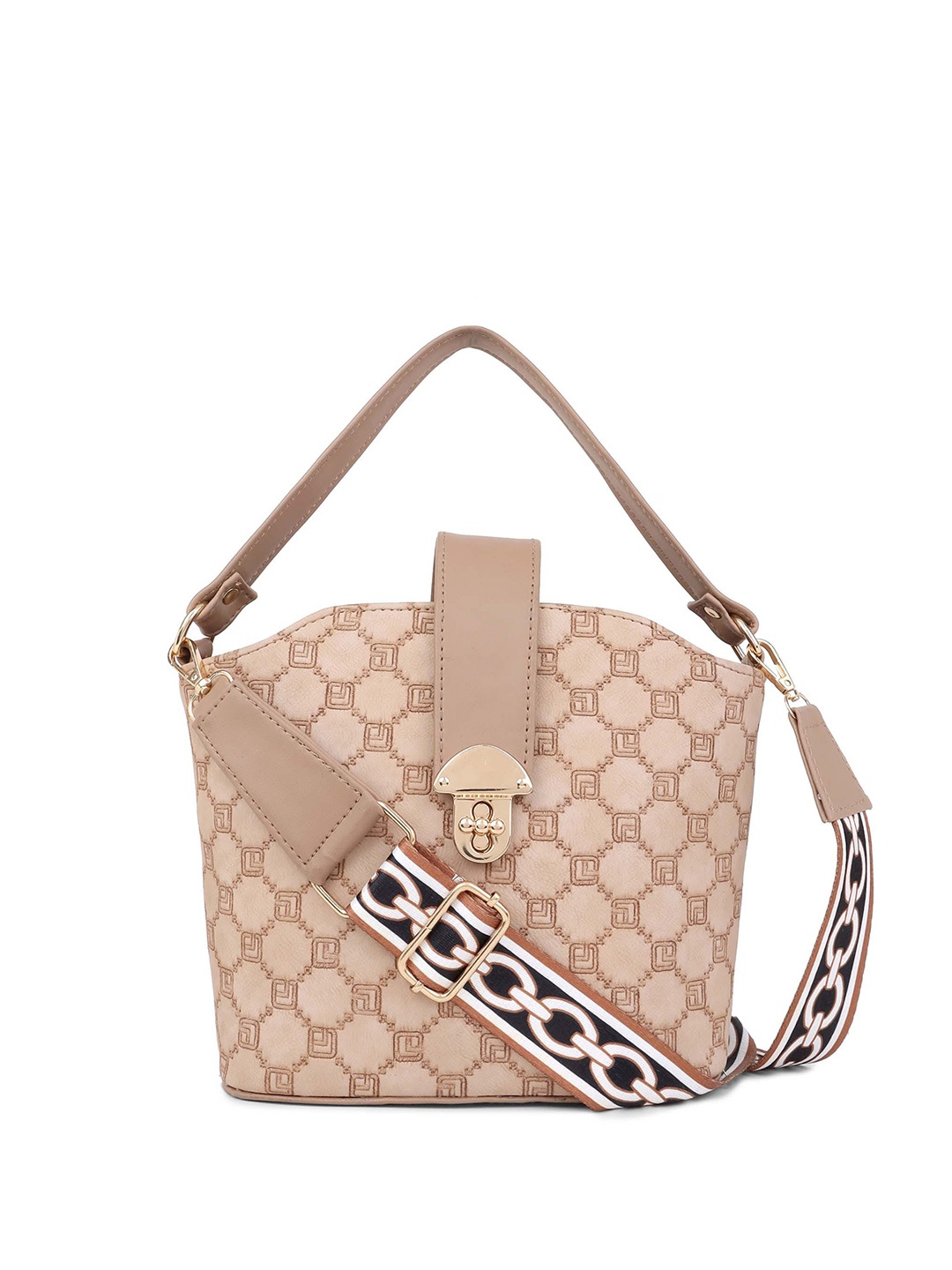 

Bag Pepper Geometric Printed Structured Handheld Bag, Beige