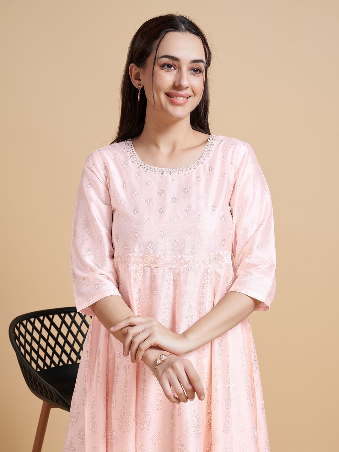 

Ishin Ethnic Motifs Woven Design Anarkali Kurta, Pink