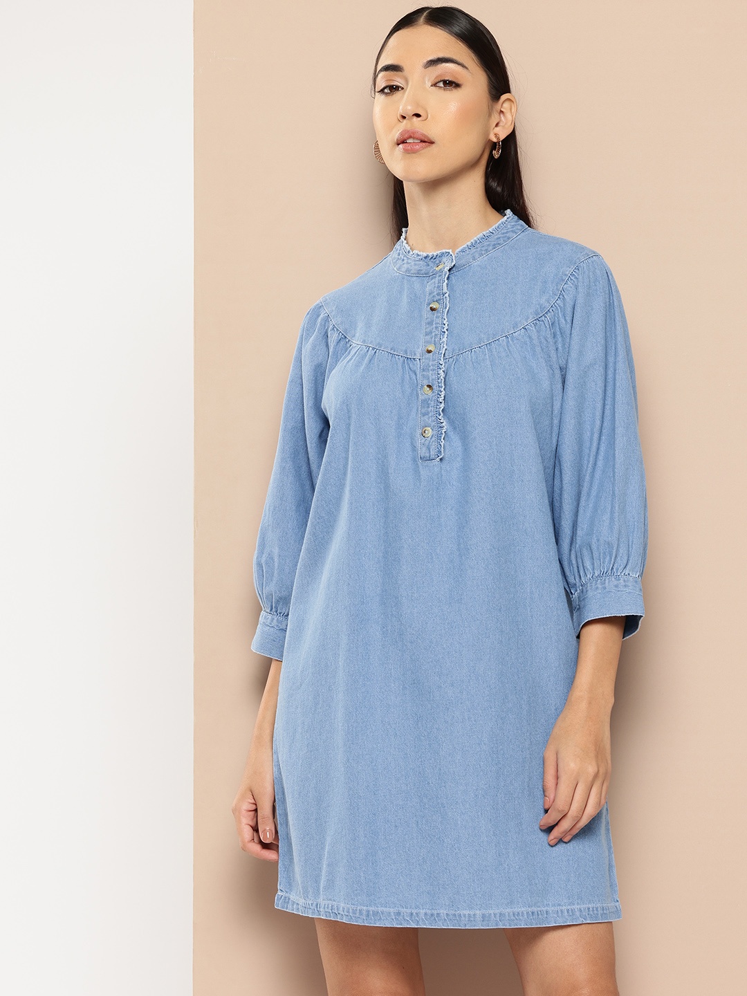 

Chemistry Pure Cotton Chambray Mini Dress, Blue