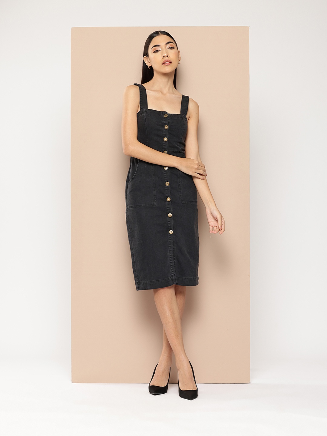 

Chemistry Denim Sheath Dress, Black