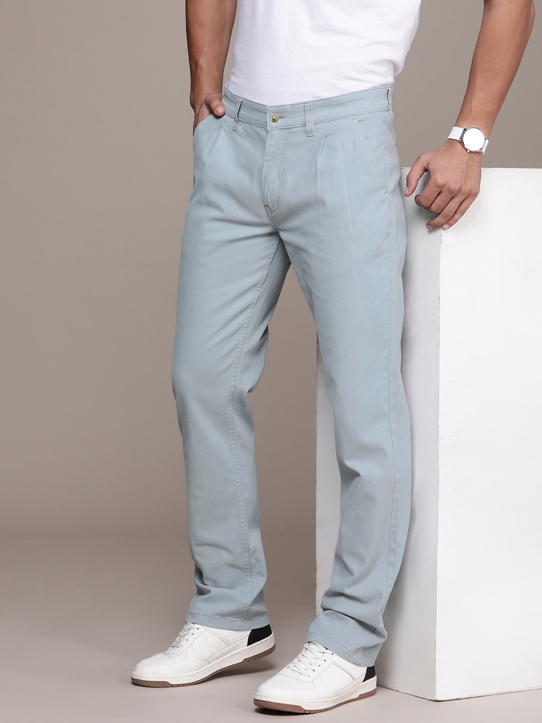 

WROGN Men Slim Fit Chinos Trousers, Blue
