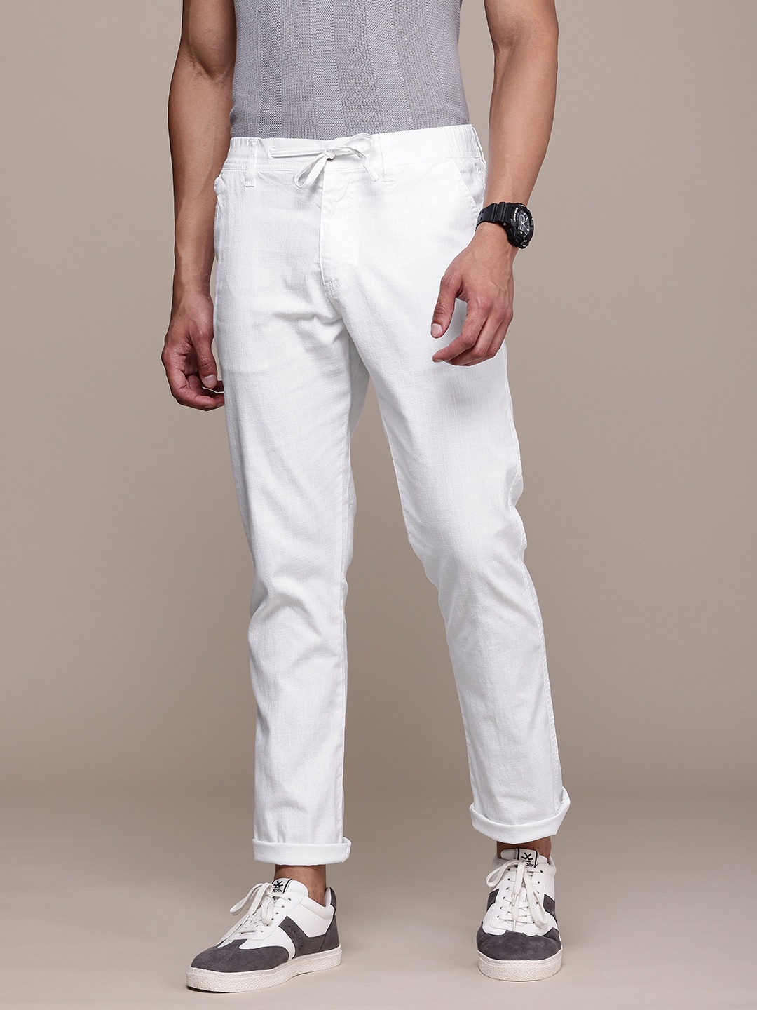 

WROGN Men Casual Trousers, White