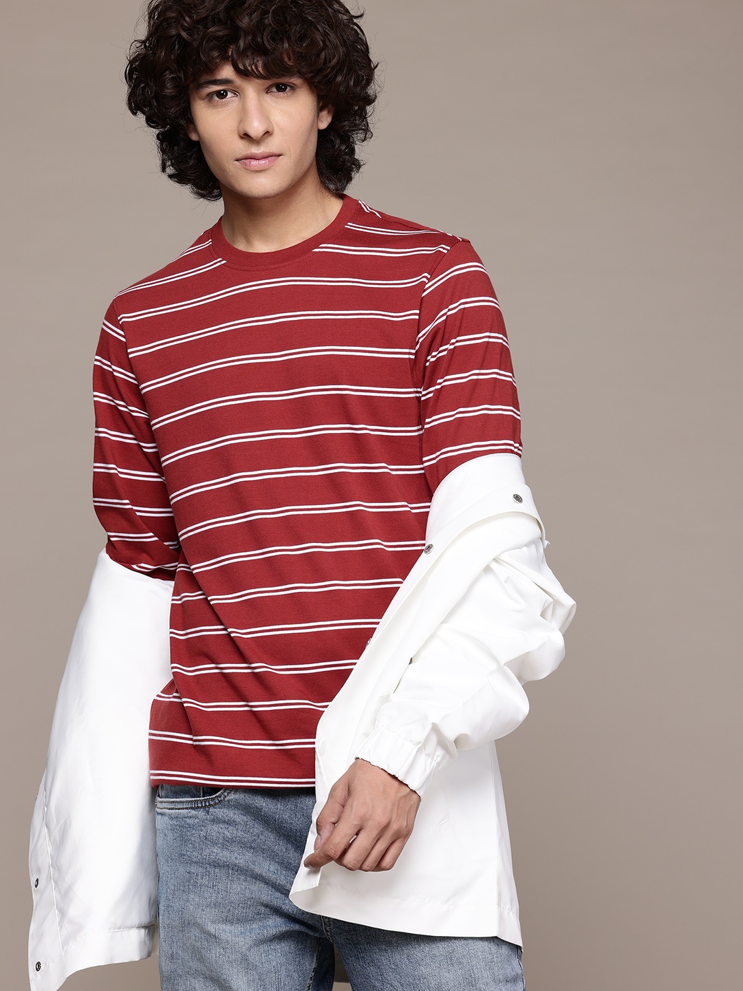 

The Roadster Lifestyle Co. Striped Long Sleeve T-shirt, Rust