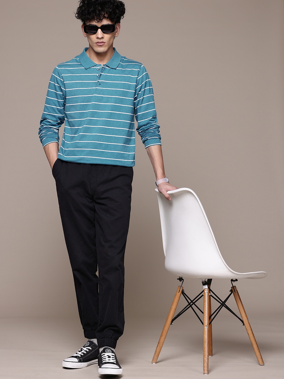 

Roadster Striped Polo Collar T-shirt, Blue