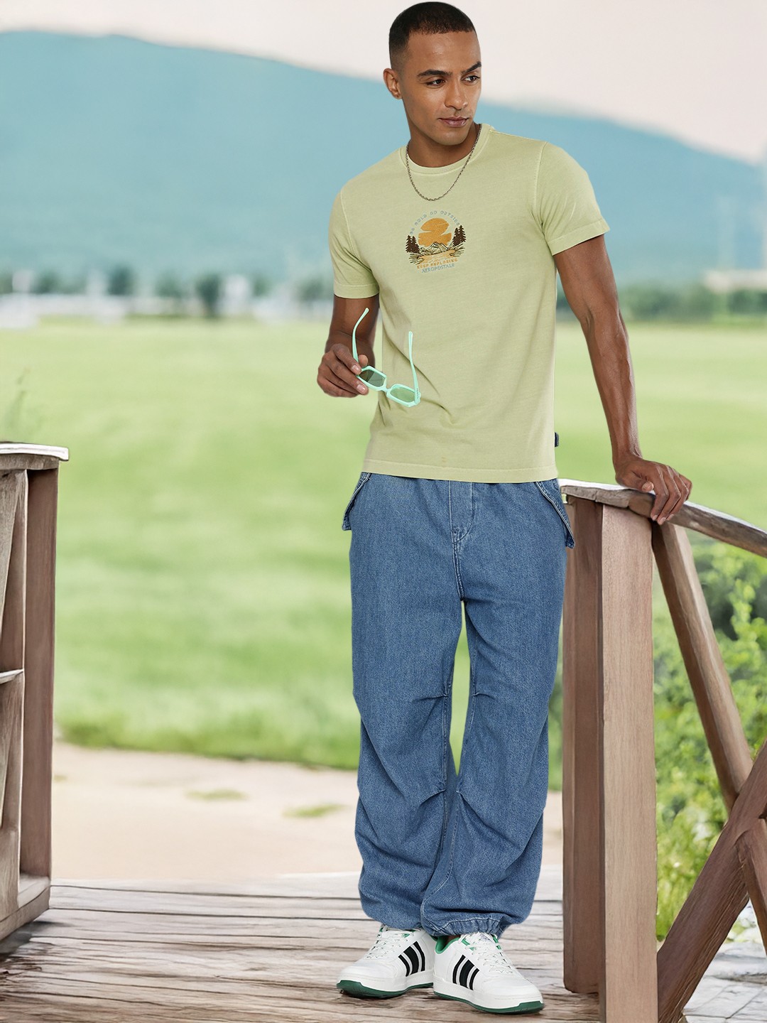 

Aeropostale Embroidered Pure Cotton T-shirt, Green