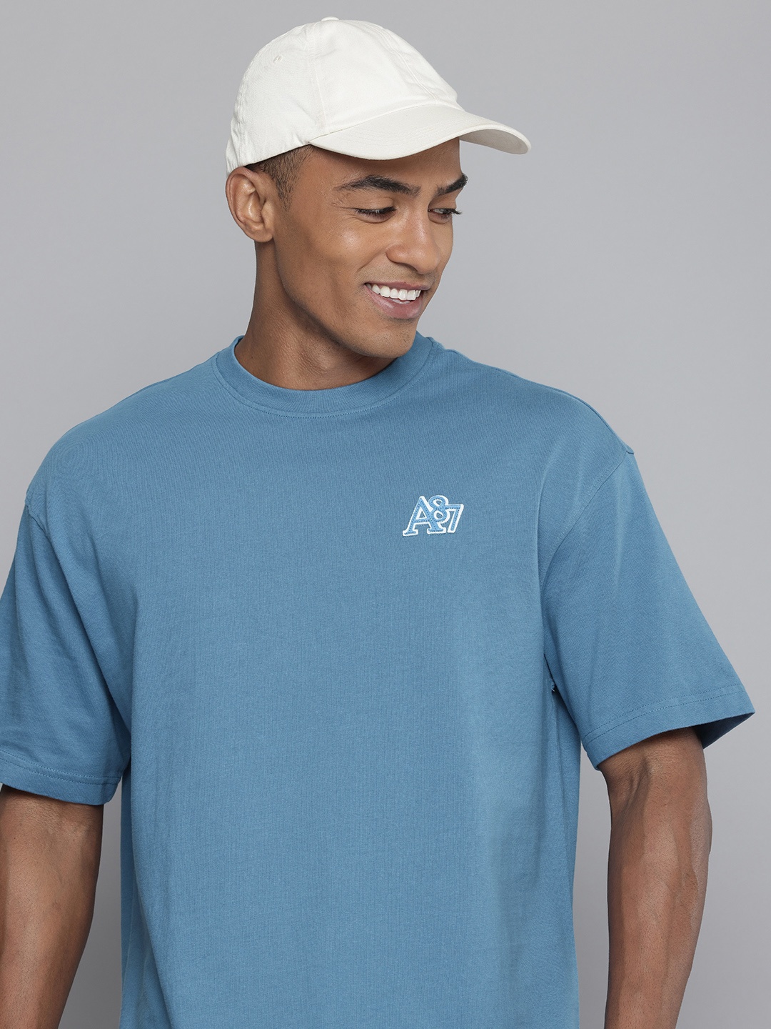 

Aeropostale Drop-Shoulder Sleeves Pure Cotton T-shirt, Blue