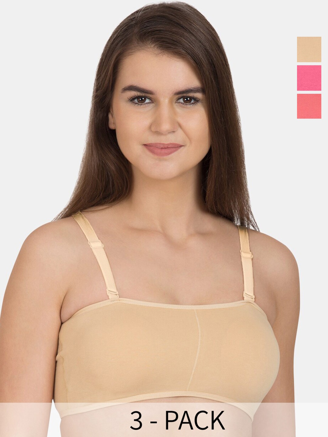 

Tweens Pack Of 3 Cotton Beginners Bra Full Coverage All Day Comfort Racerback, Nude