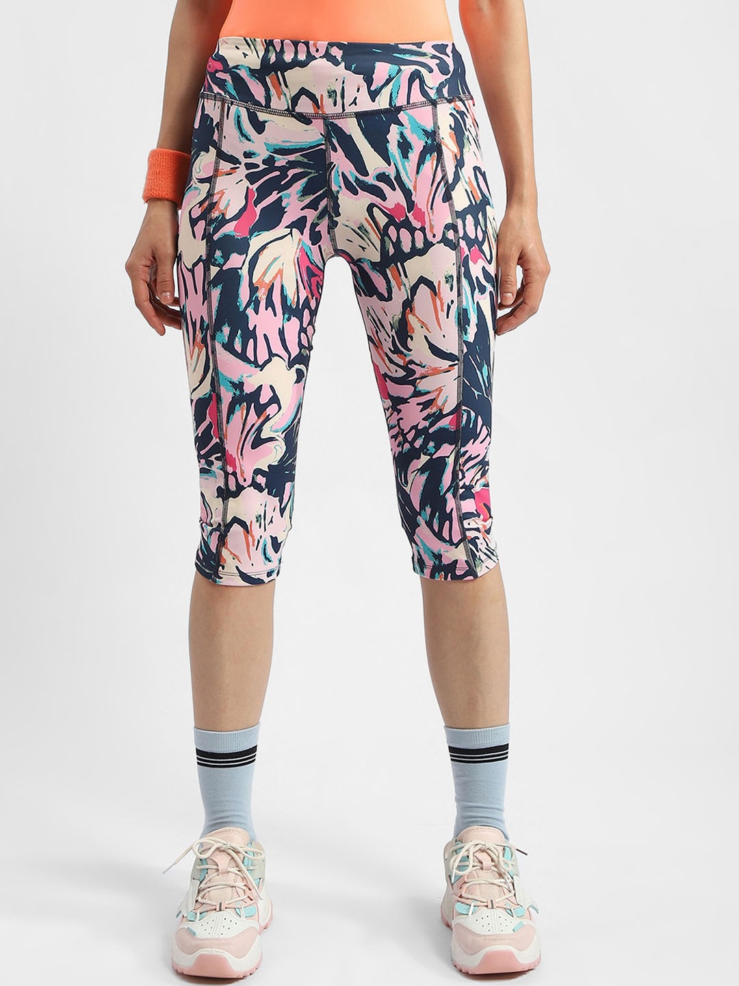 

Madame Women Printed Running Tights, Pink