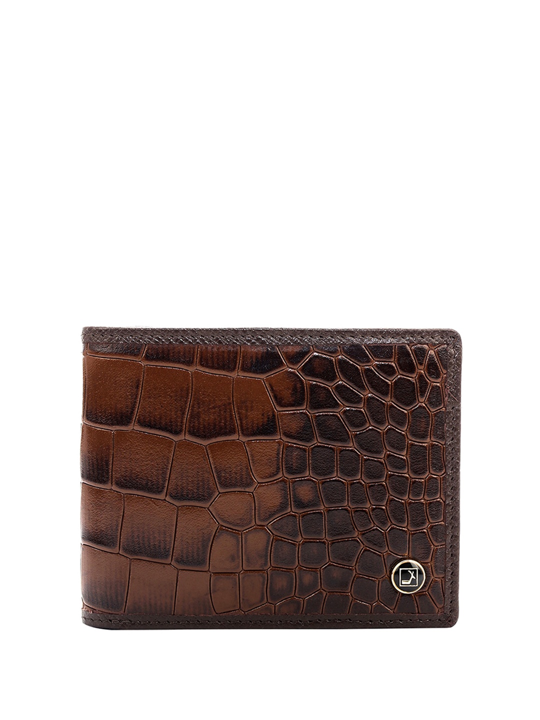 

Da Milano Men Textured Leather Two Fold Wallet, Brown