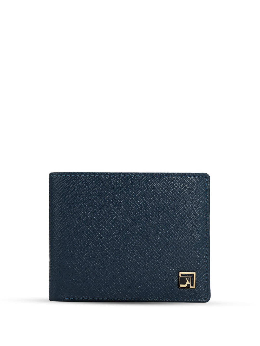 

Da Milano Men Textured Leather Two Fold Wallet, Blue