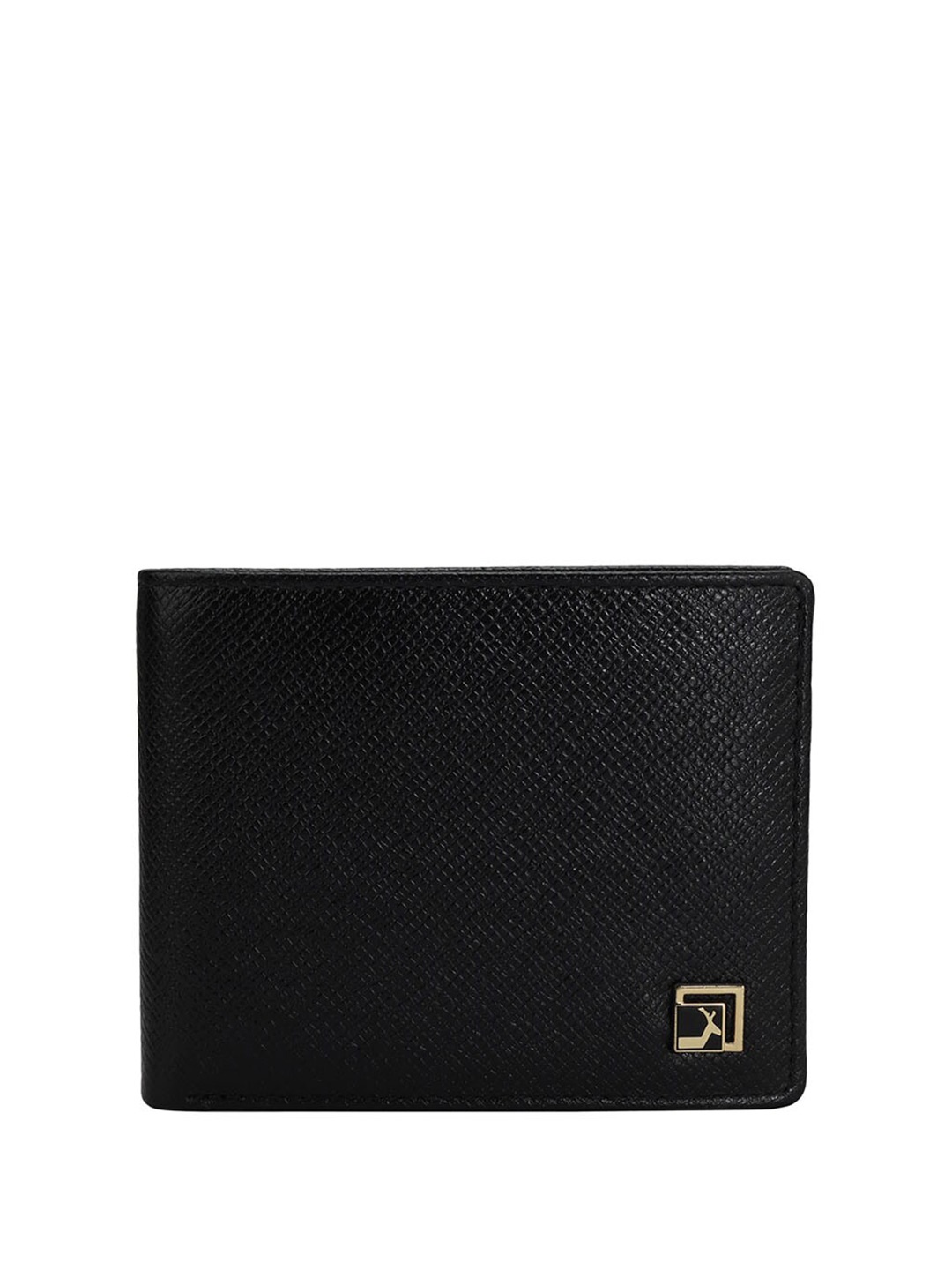 

Da Milano Men Textured Leather Two Fold Wallet, Black