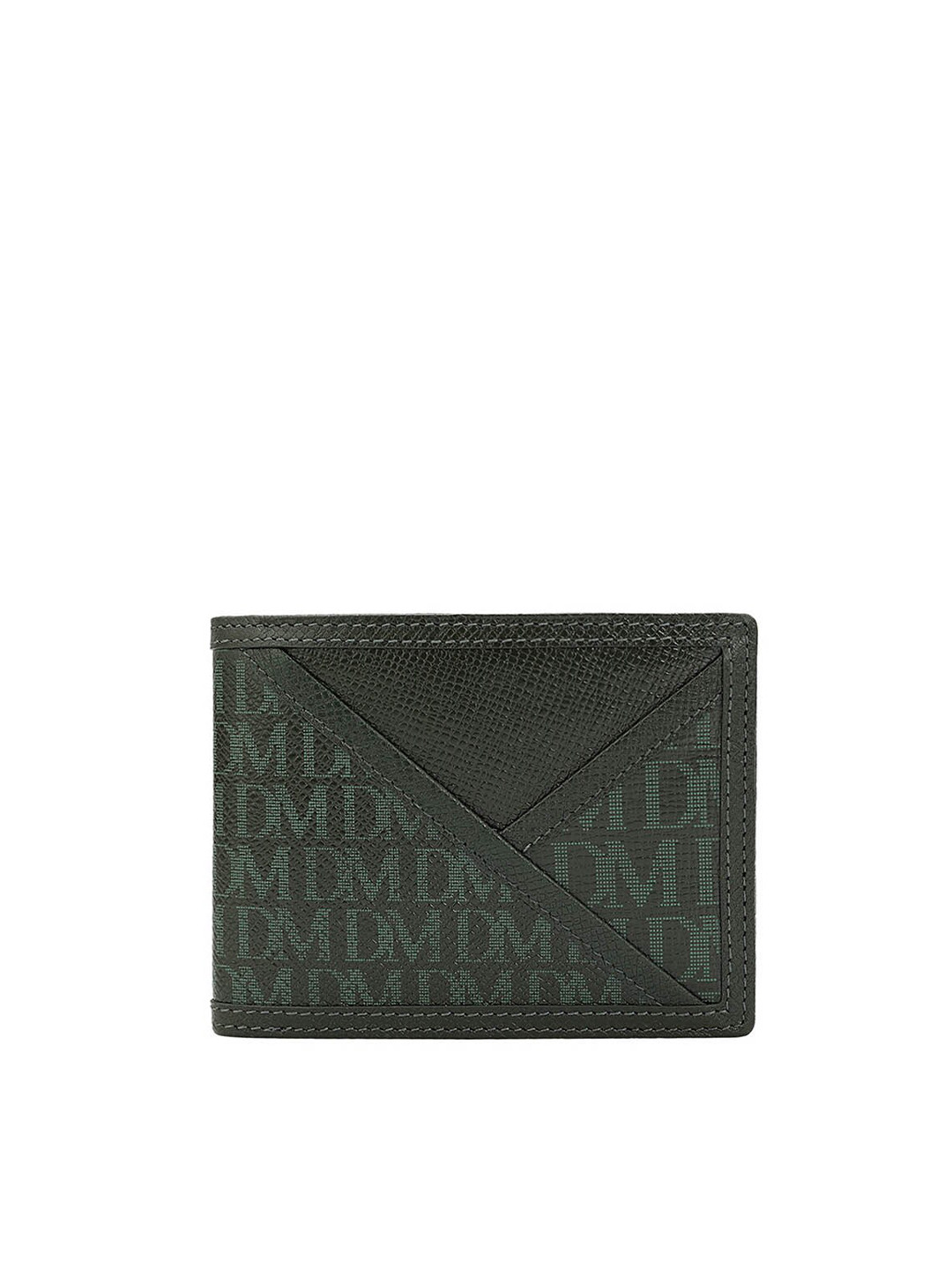 

Da Milano Men Typography Printed Leather Two Fold Wallet, Green