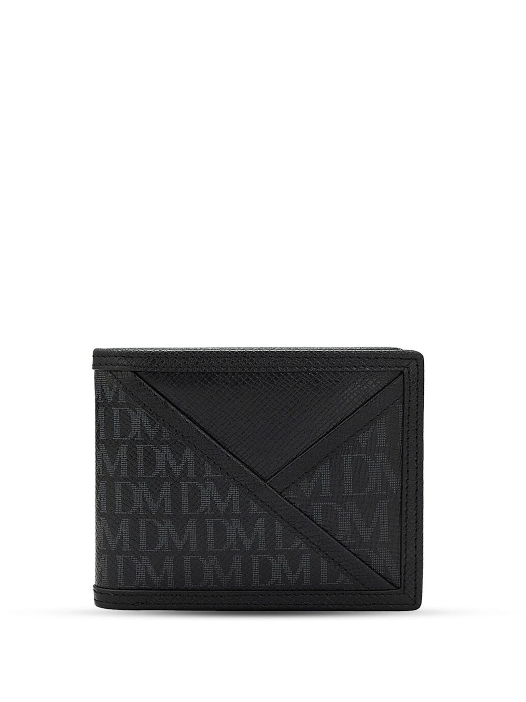 

Da Milano Typography Printed Leather Two Fold Wallet, Black