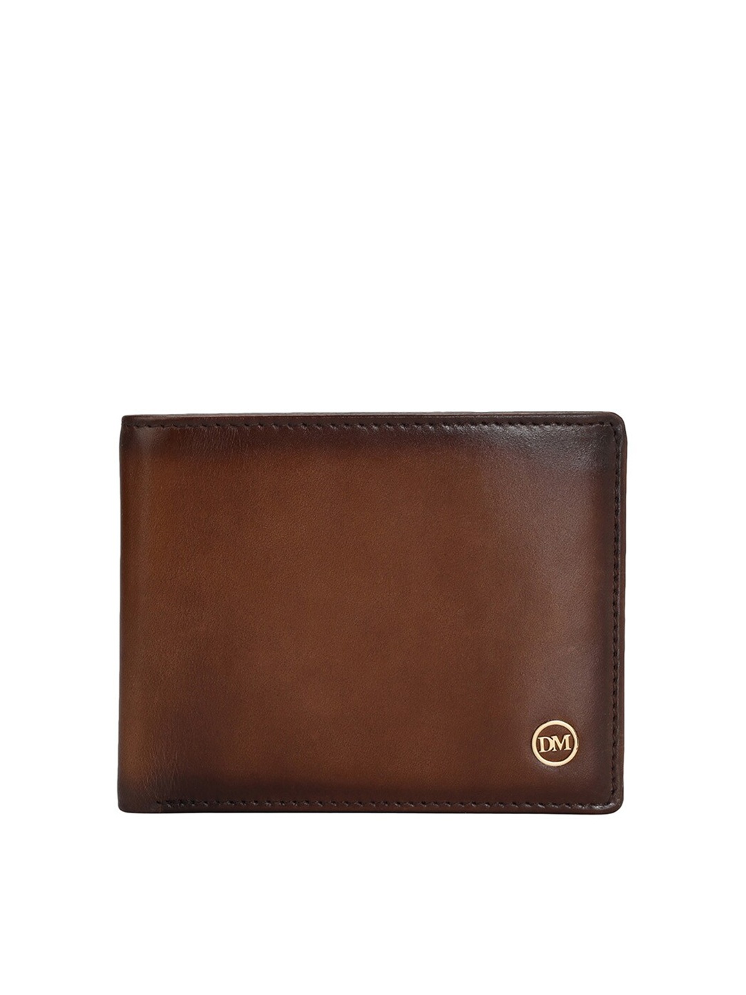 

Da Milano Men Brand Logo Design Leather Two Fold Wallet, Brown