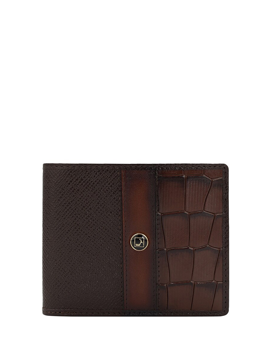 

Da Milano Men Textured Leather Two Fold Wallet, Brown