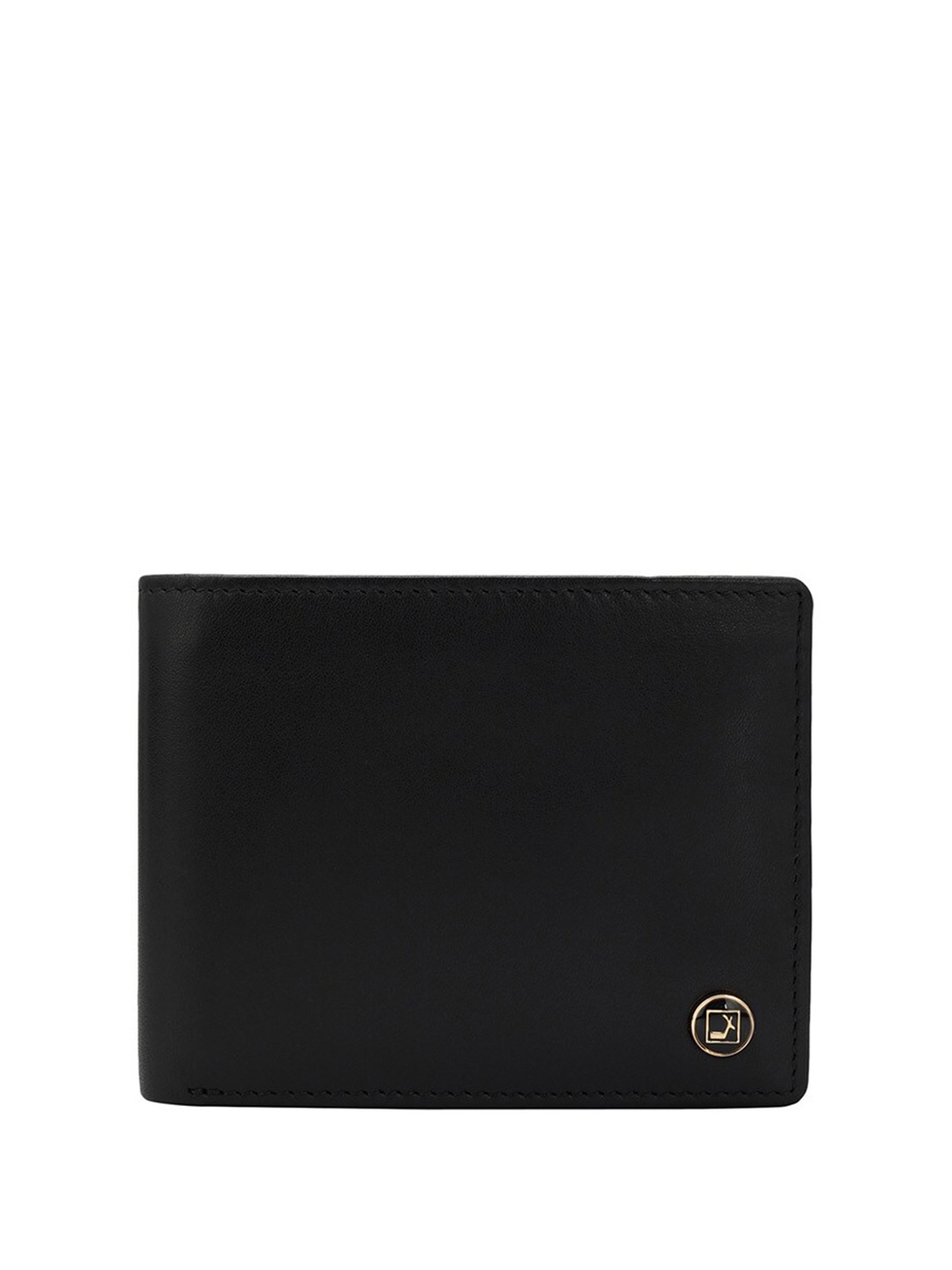 

Da Milano Men Brand Logo Design Leather Two Fold Wallet, Black