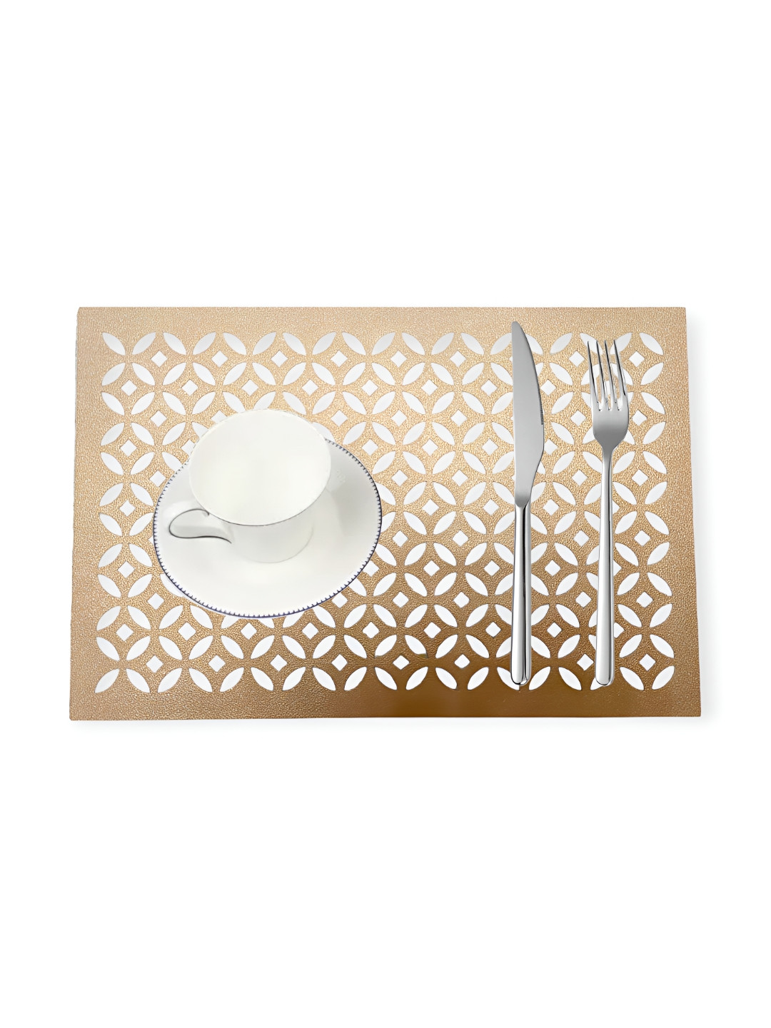 

MONKDECOR Beige 6 Pieces Geometric Rectangle Table Placemats