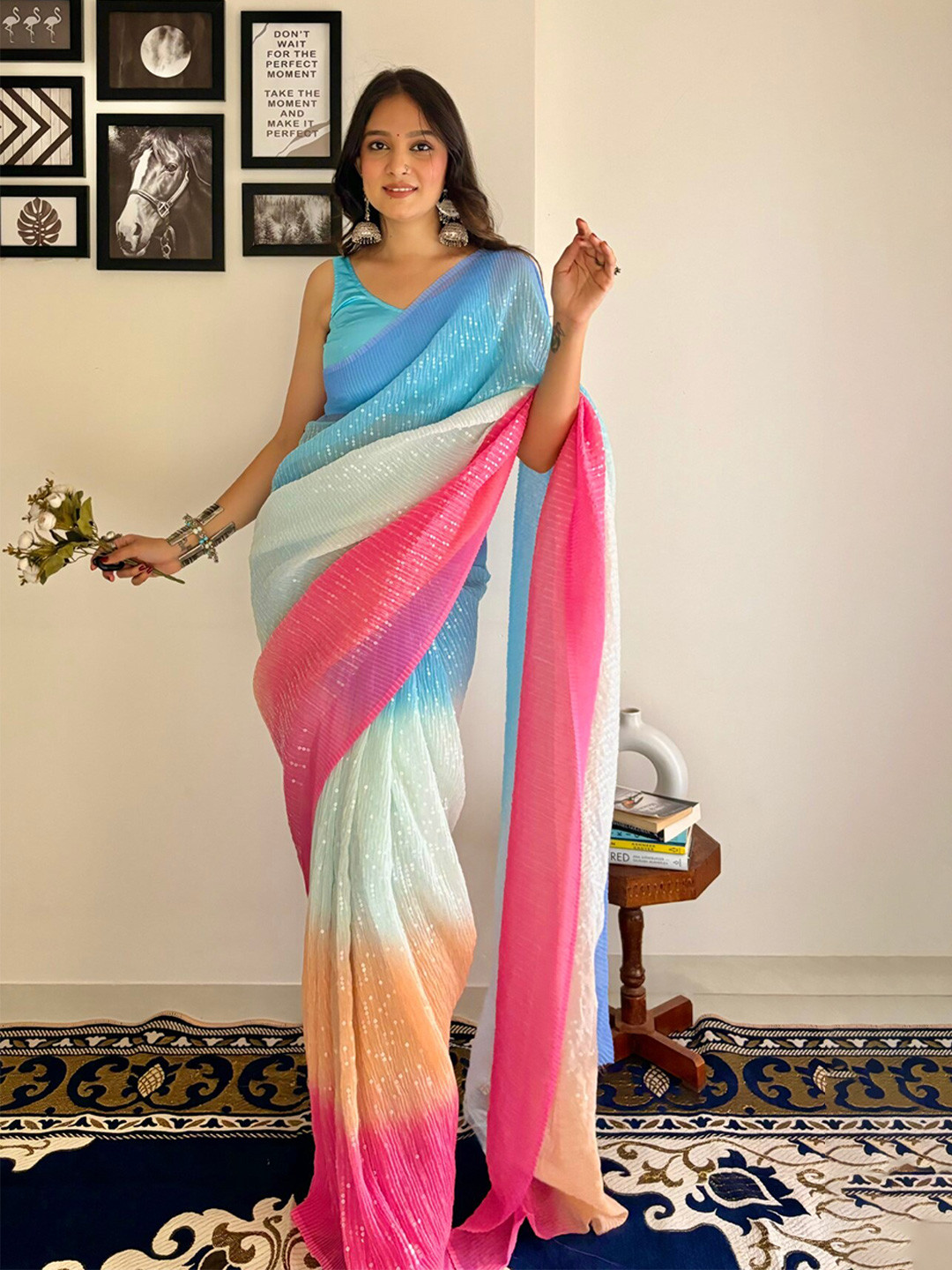 

LeeliPeeri Designer Embellished Saree, Blue