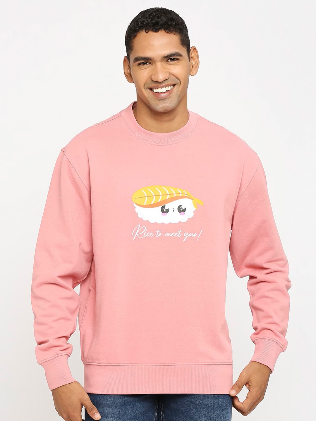

Basics Brandied Apricot Round Neck Cotton Comfort Fit Pullover, Peach