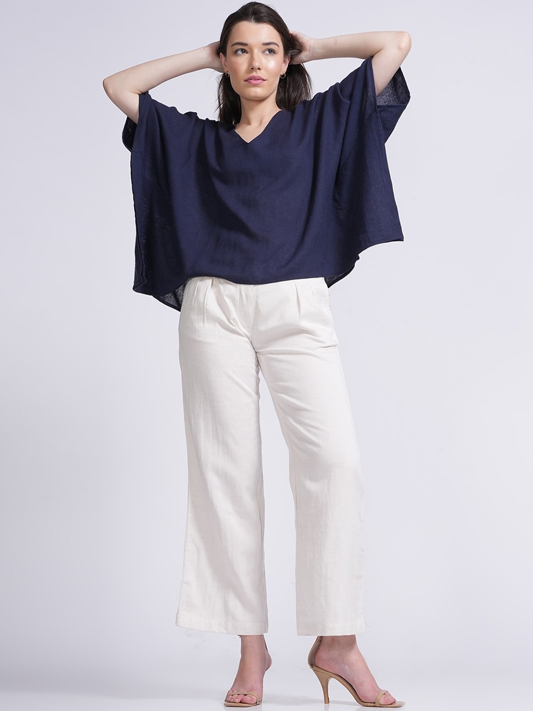 

Saltpetre V-Neck Kaftan Top With Trousers, Navy blue