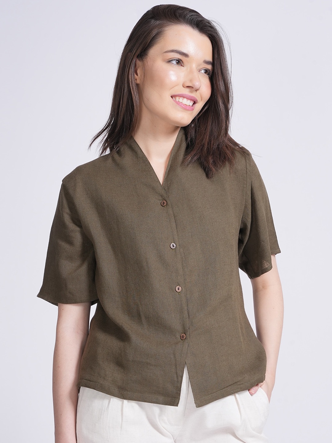 

Saltpetre V-Neck Top With Trousers Co-Ords, Olive