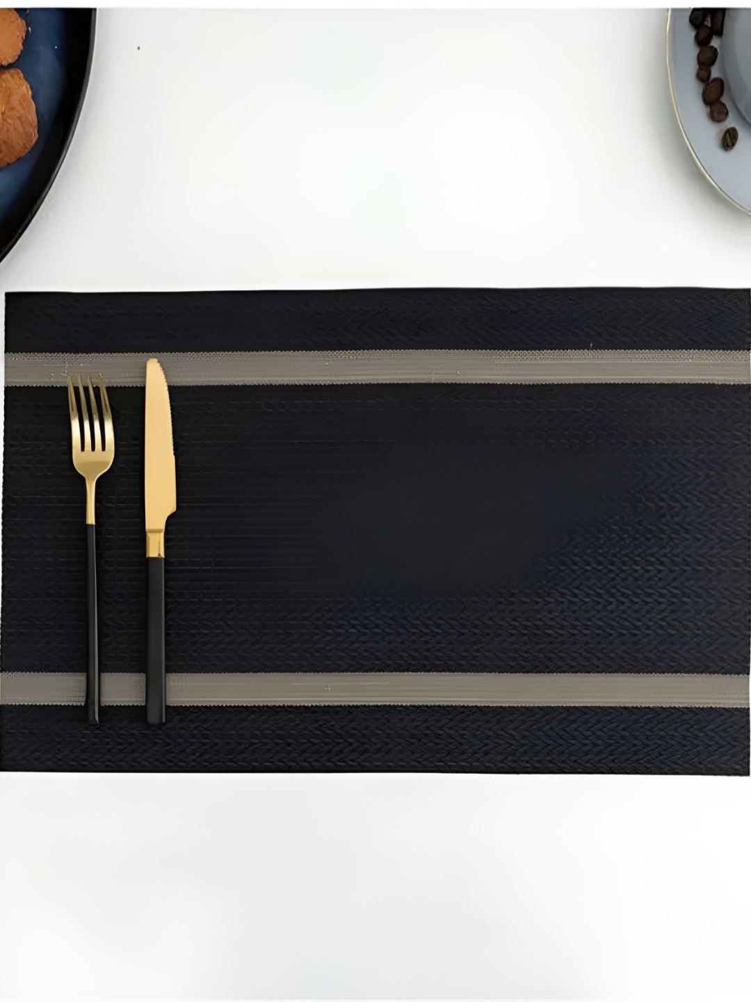 

MONKDECOR Black & White 3 Pieces Geometric Textured Rectangle Table Placemats