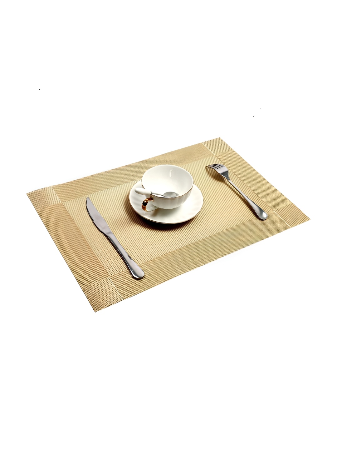 

MONKDECOR Beige 6 Pieces Geometric Textured Rectangle Table Placemats