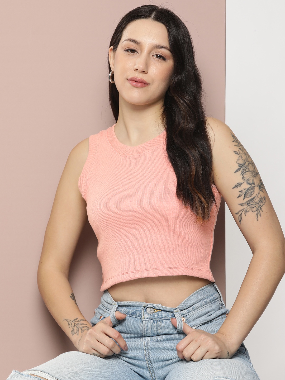

Harvard Women Solid Slim Fit Crop T-shirt, Pink