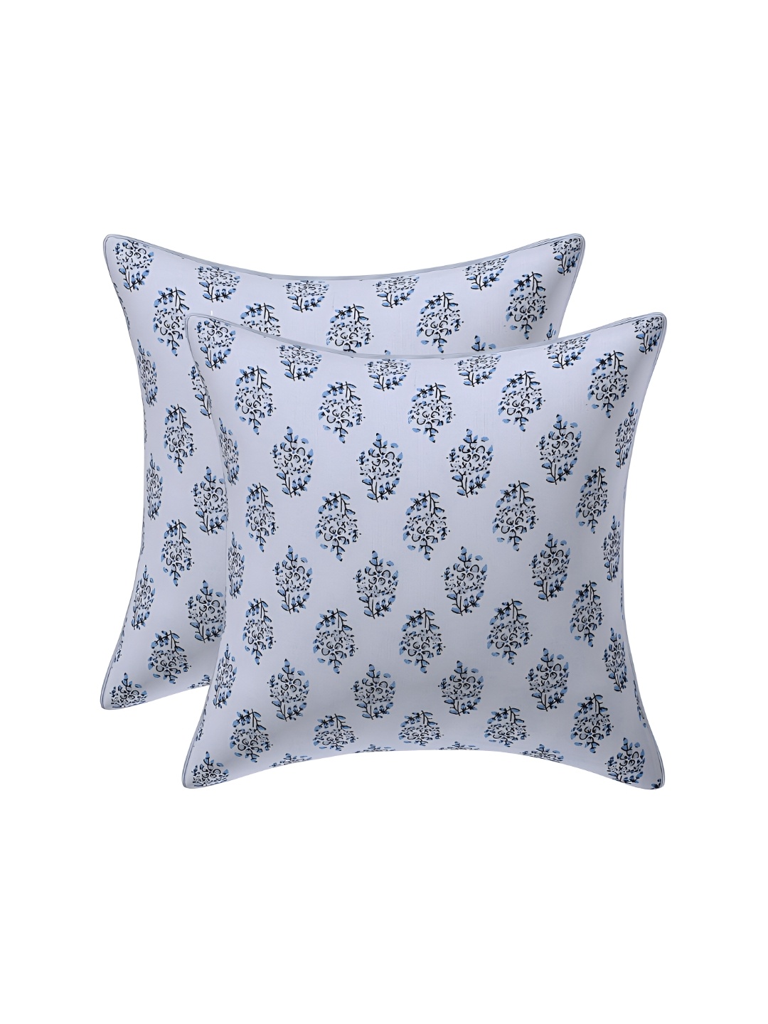 

Texstylers Blue & White 2 Pcs Printed Cotton Square Cushion Covers