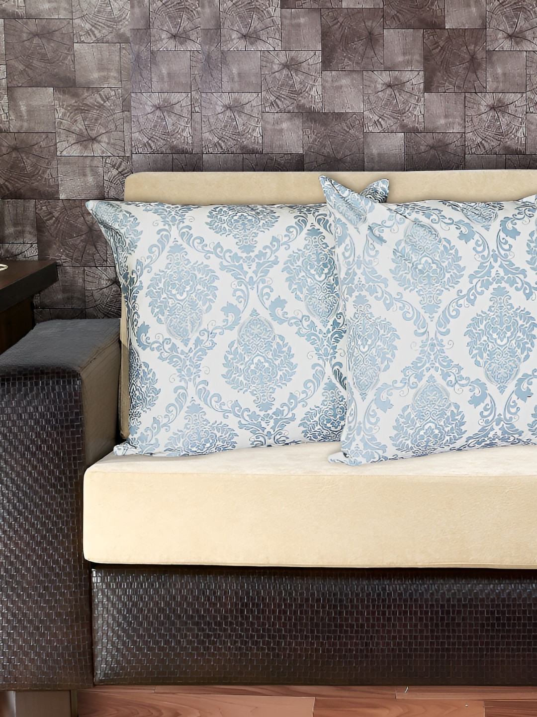 

Texstylers Blue 2 Pcs Printed Cotton Square Cushion Covers