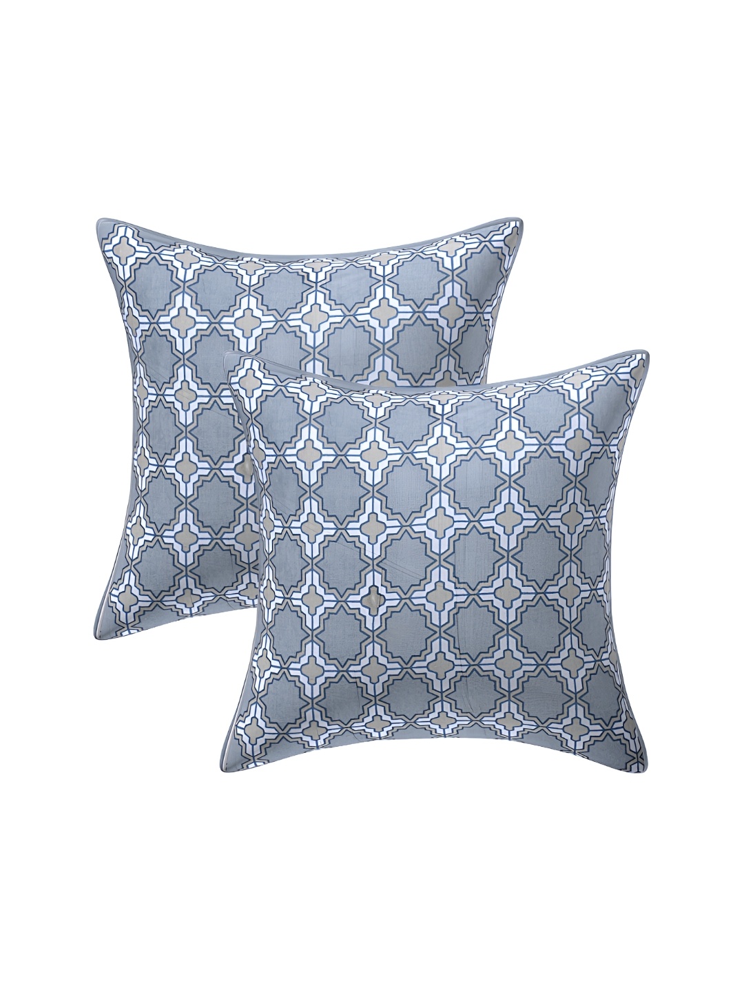 

Texstylers Grey 2 Pcs Printed Cotton Square Cushion Covers