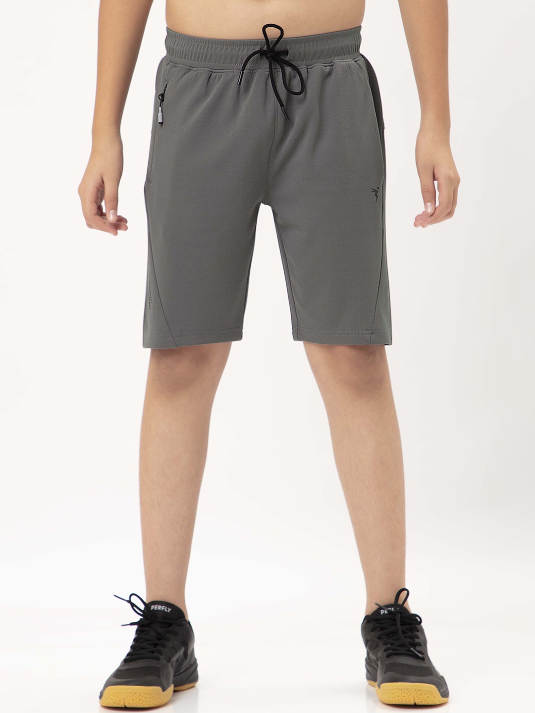 

Technosport Boys SS'24 Mid-Rise Rapid-Dry Gym Sports Shorts, Grey