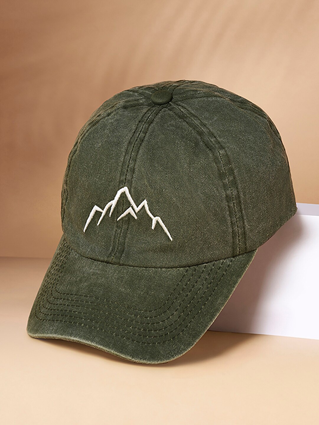 

BYFORD by Pantaloons Men Embroidered Cotton Baseball Cap, Olive