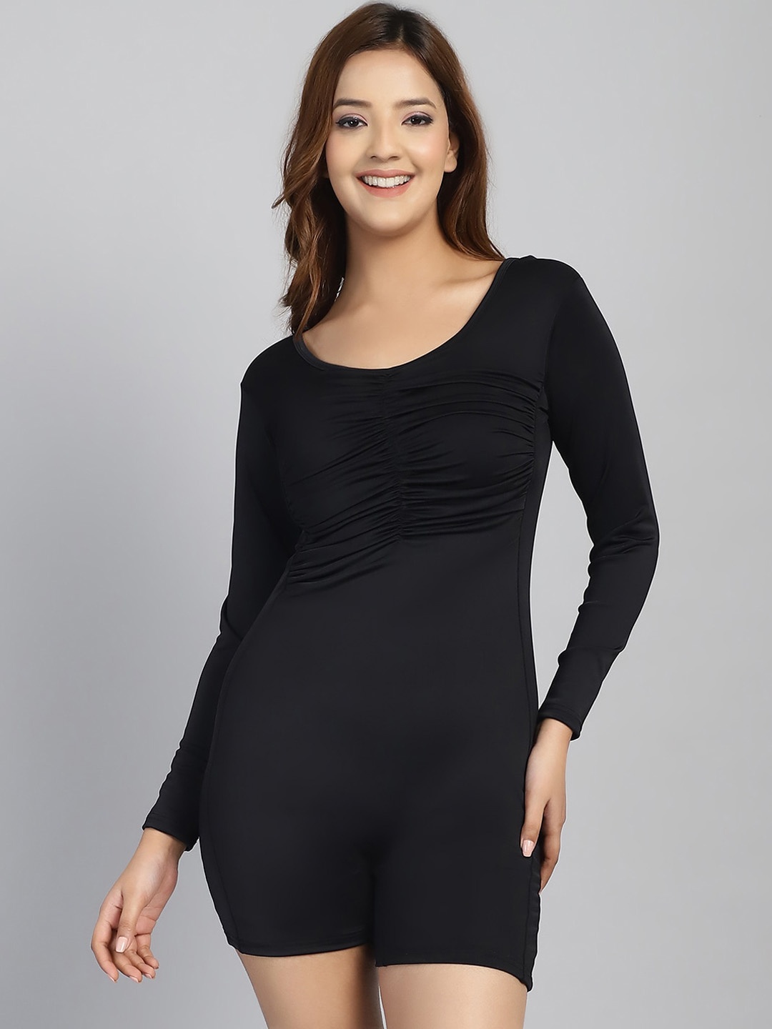 

CUKOO Round Neck Padded Swimsuit, Black