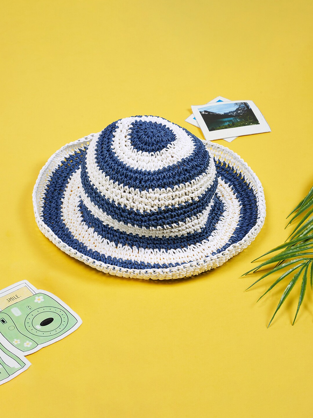 

Forever Glam by Pantaloons Women Self Designed Cotton Sun Hat, Blue