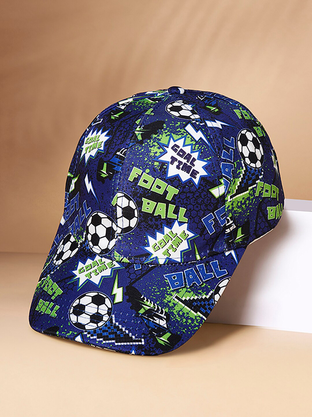 

Pantaloons Junior Boys Printed Cotton Baseball Cap, Blue