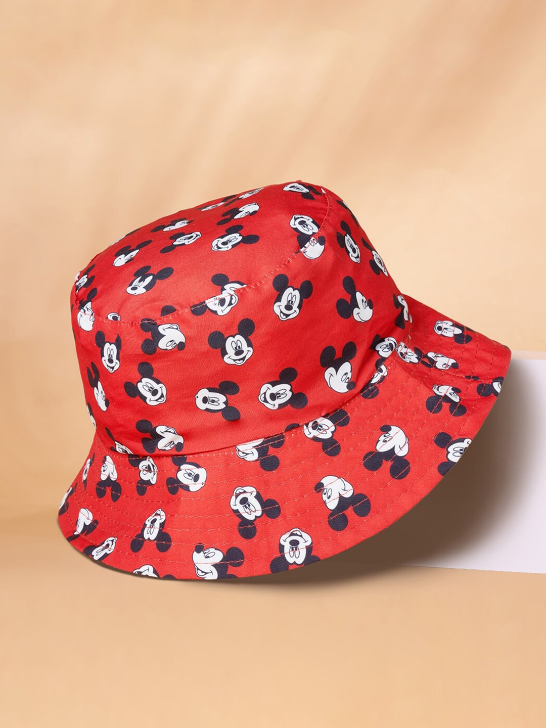 

Pantaloons Junior Boys Mickey Mouse Printed Cotton Sun Hat, Red