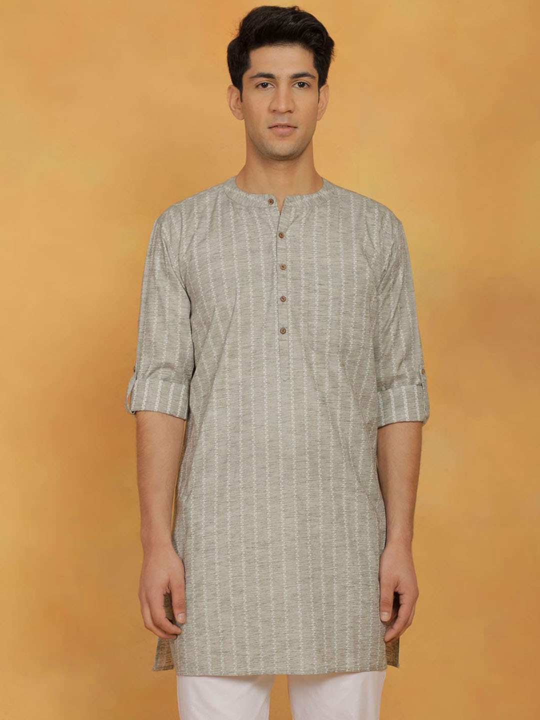 

VASTRAMAY Woven Design Cotton Kurta, Green