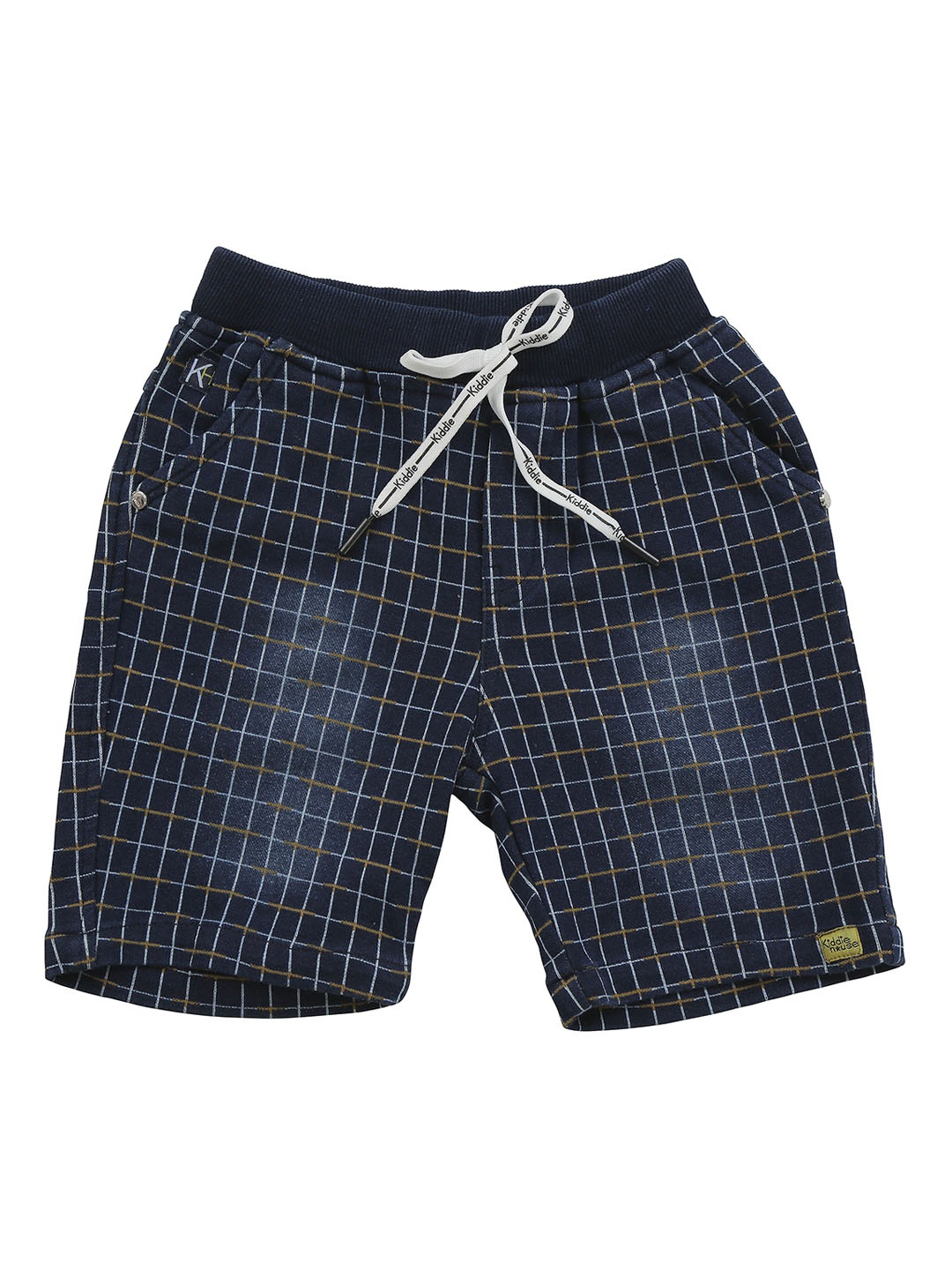 

BAESD Boys Checked Denim Shorts, Navy blue
