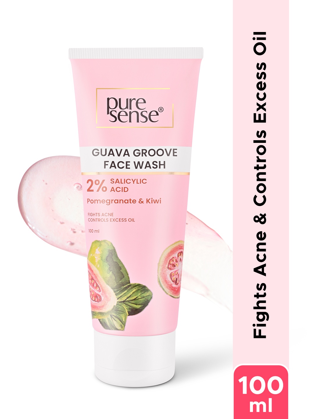 

Pure Sense Guava Groove Face Wash with 2% Salicylic Acid & Kiwi - 100 ml, Pink