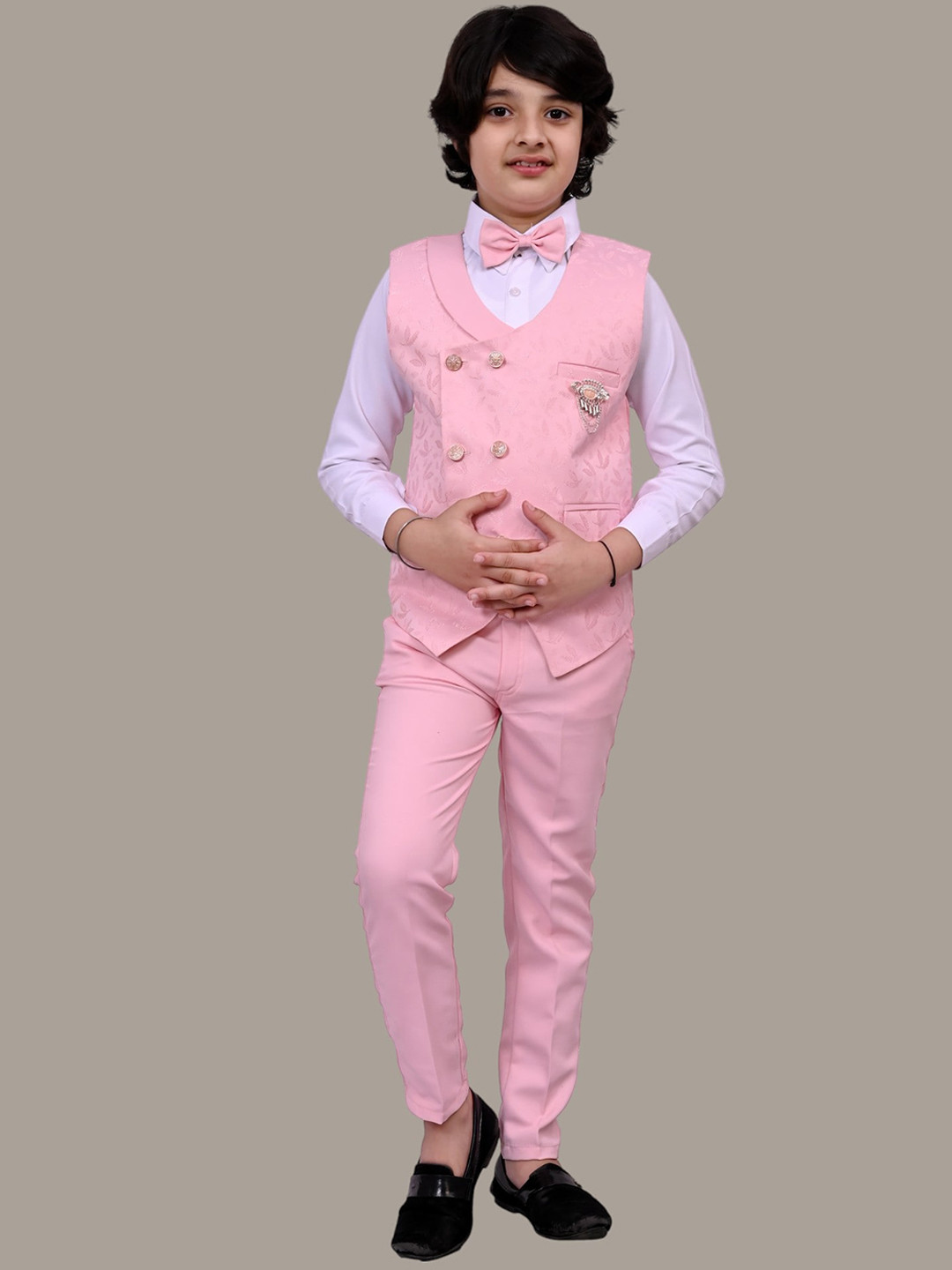 

BT DEZINES Boys Single-Breasted Three-Piece Party Suits, Pink