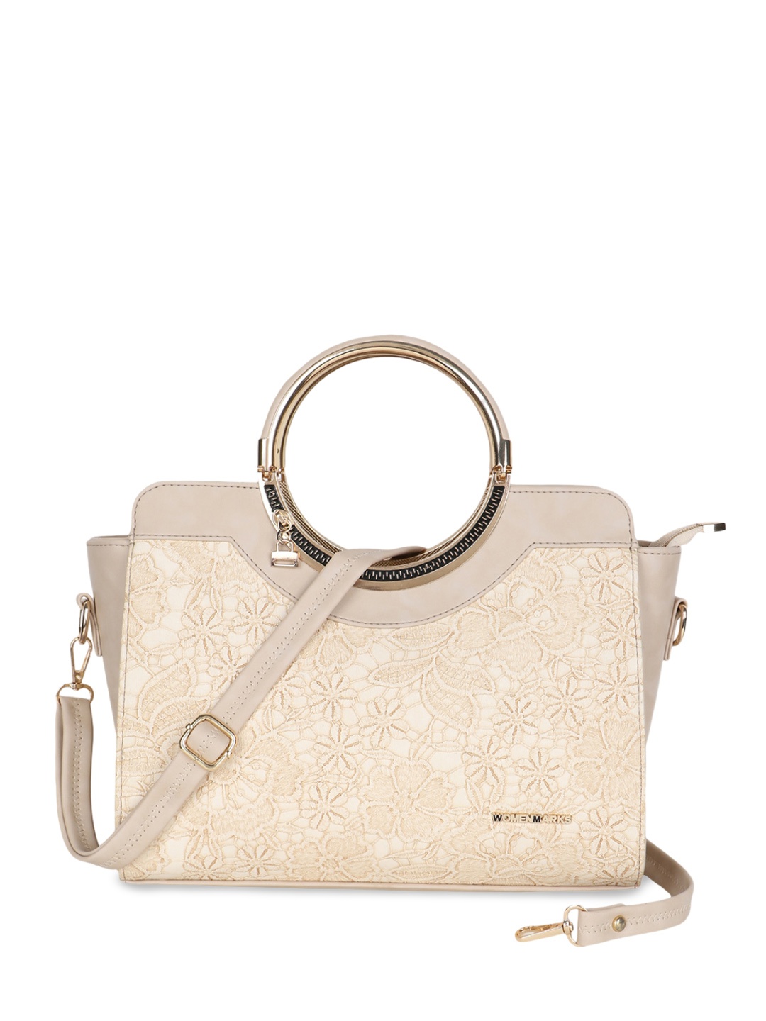 

WOMEN MARKS Textured Oversized Structured Handheld Bag, Cream