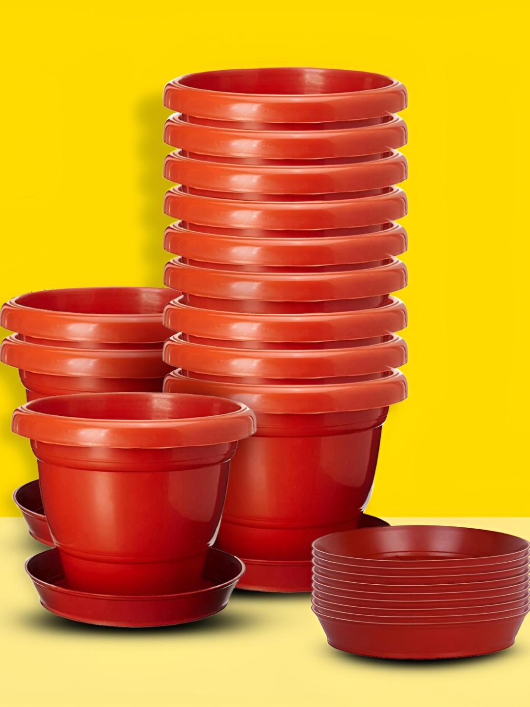 

10club Red 12 Pcs Breathable Planters With Bottom Plates