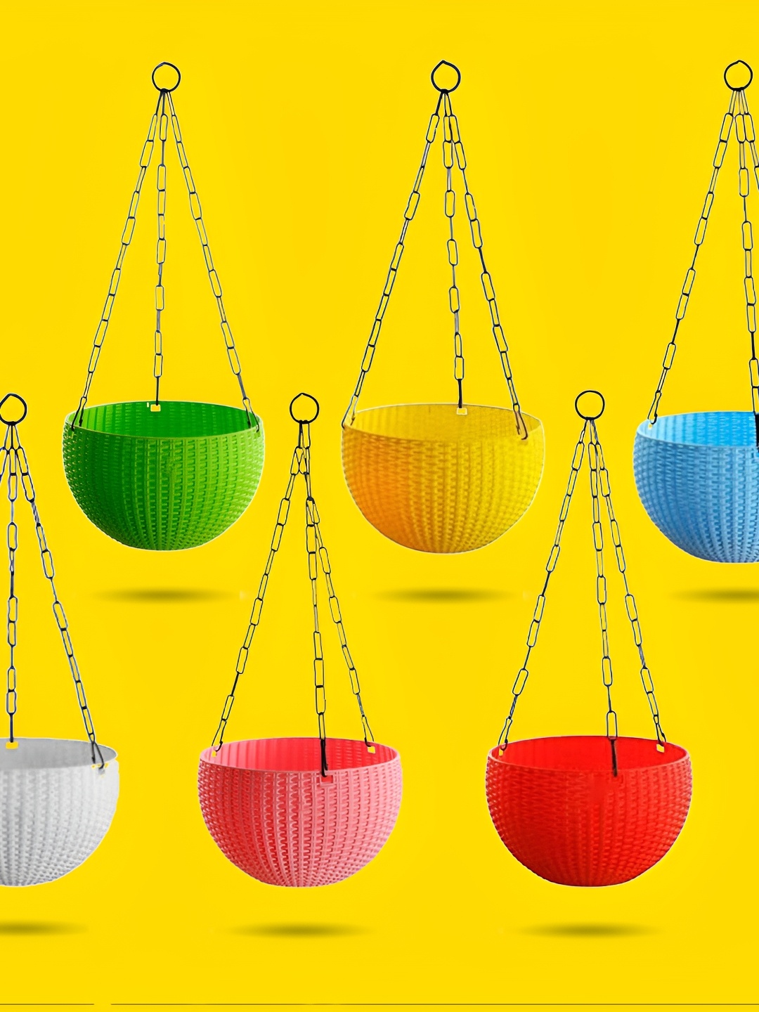 

10club Green & Yellow 6 Pcs Hanging Planters