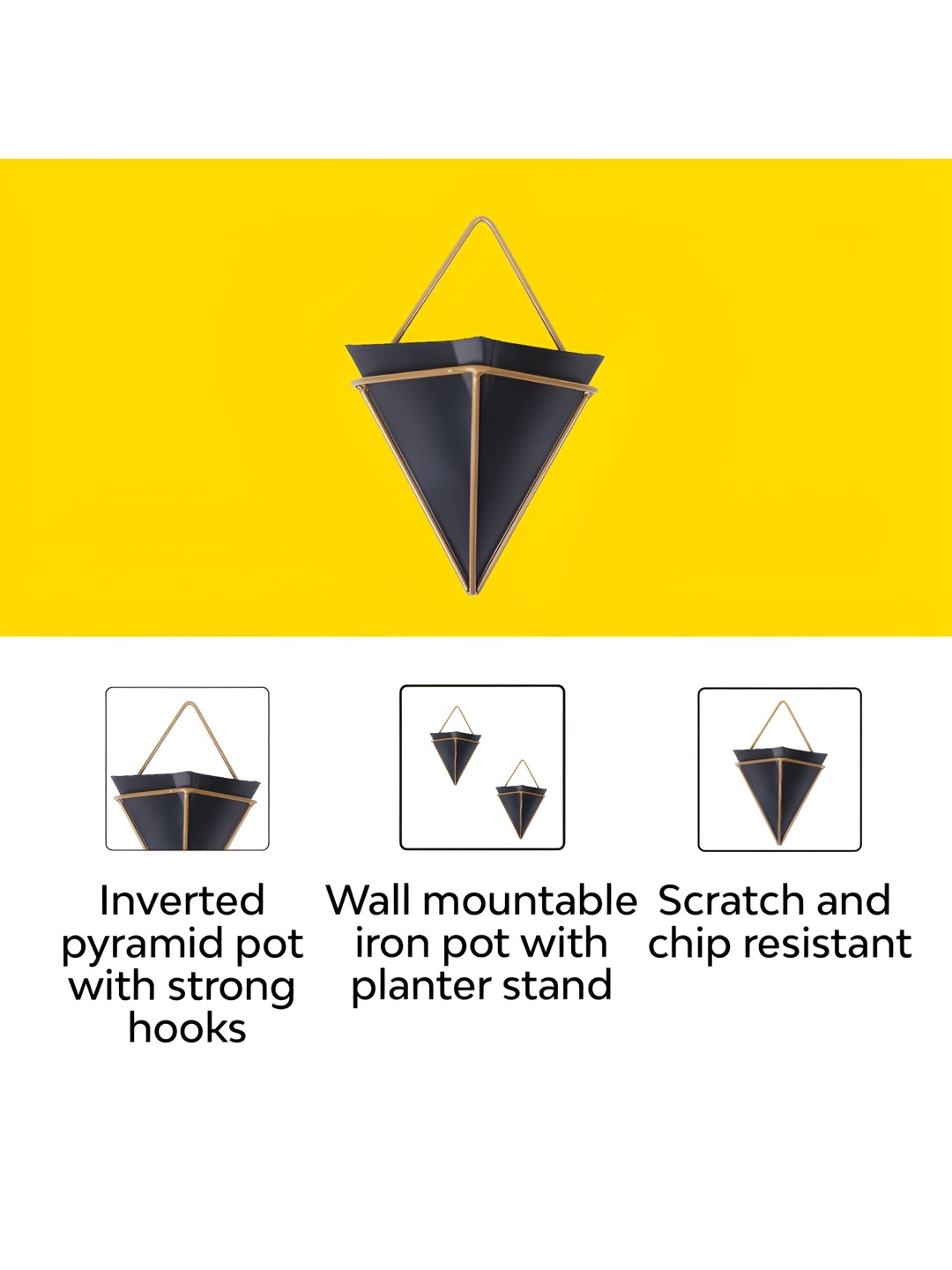 

10club Black & Brown 2 Pcs Handing Planters With Stand