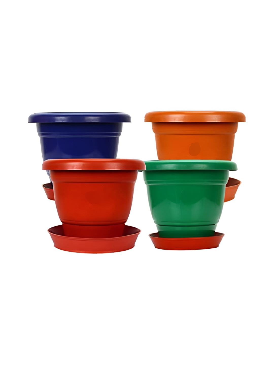 

10club Green & Red 4 Pcs Deluxe Gamla Planters With Bottom Plates