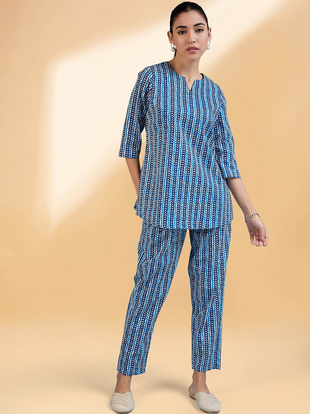 

all about you Printed Tunic With Trouser, Navy blue