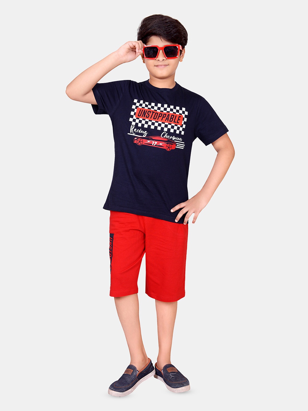 

BAESD Boys Graphic Printed Short Sleeves T-shirt With Shorts, Red