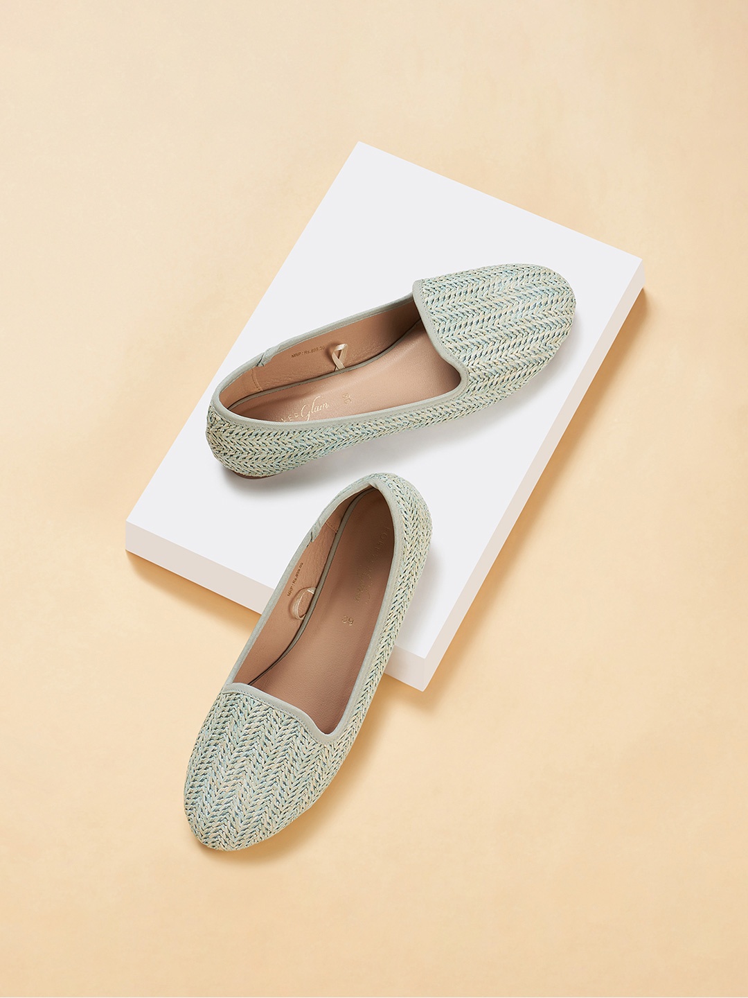 Forever Glam by Pantaloons Textured Round Toe Textile Ballerinas, Blue